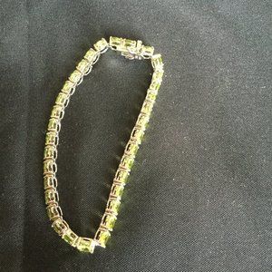 SJM signed Sterling Peridot Tennis Bracelet